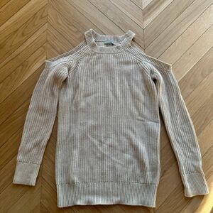 Women's Beige Cold Shoulder Sweater